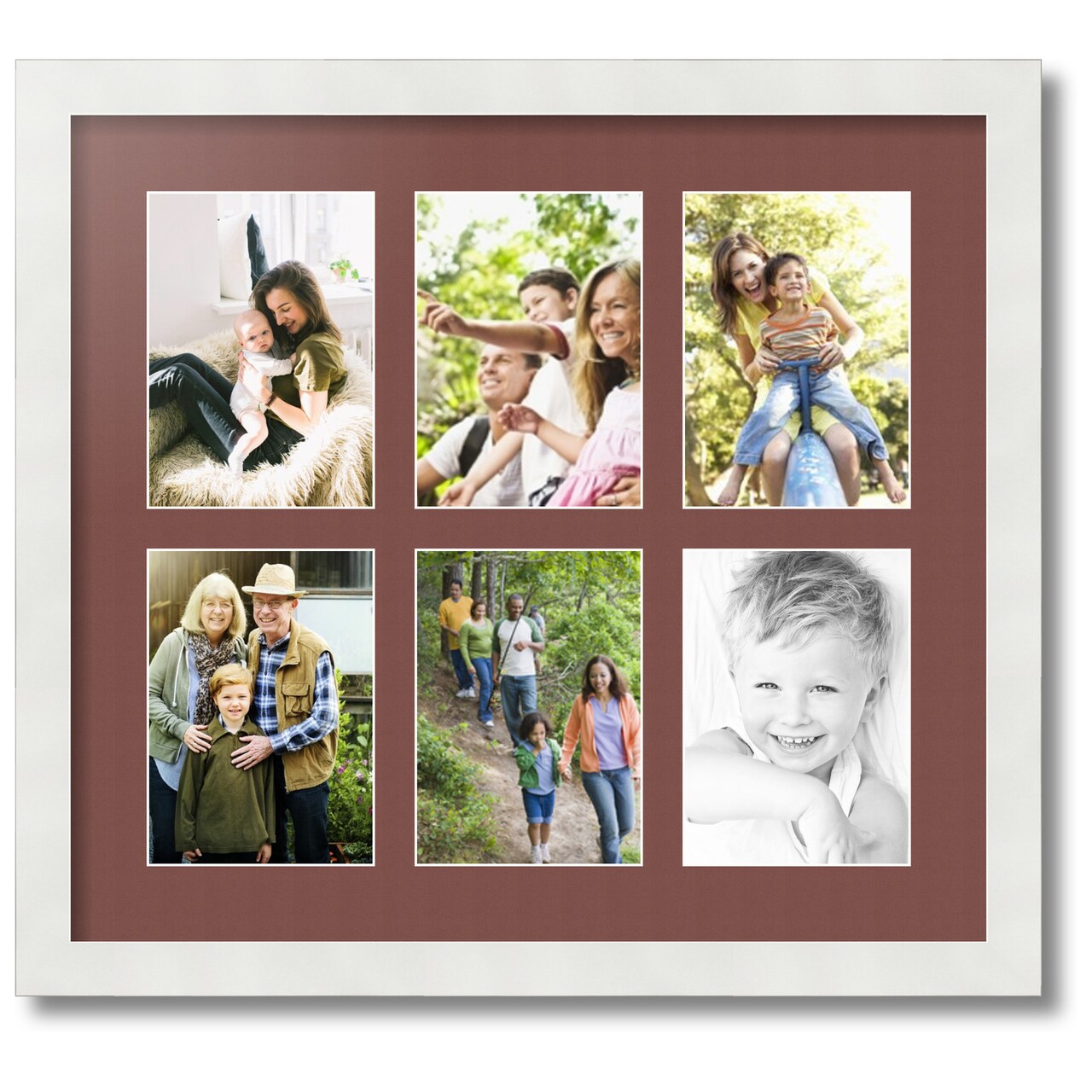 ArtToFrames Collage Photo Picture Frame with 6 - 5x7 inch Openings, Framed in White with Over 62 Mat Color Options and Plexi Glass (CSM-3966-2041)